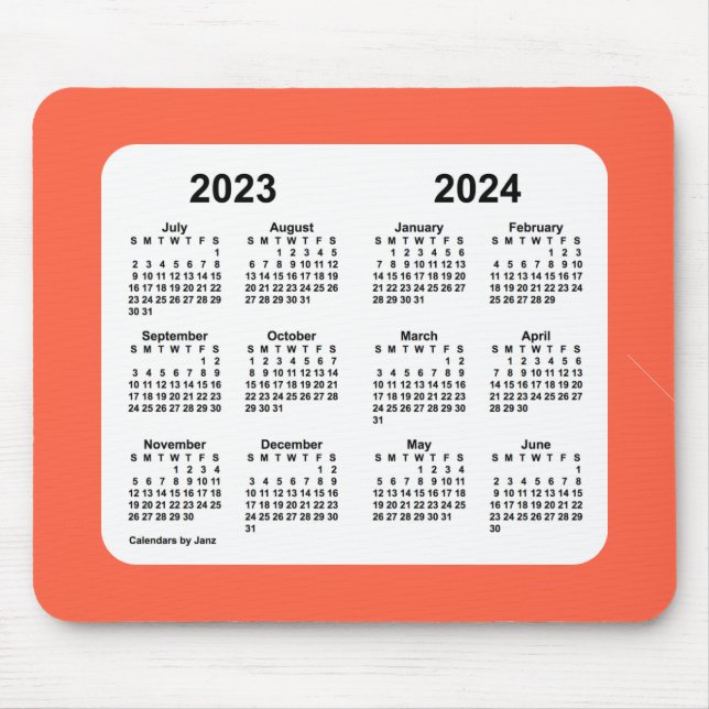 Tapis De Souris Calendrier scolaire 2023-2024 par Janz Tomato Red (Devant)
