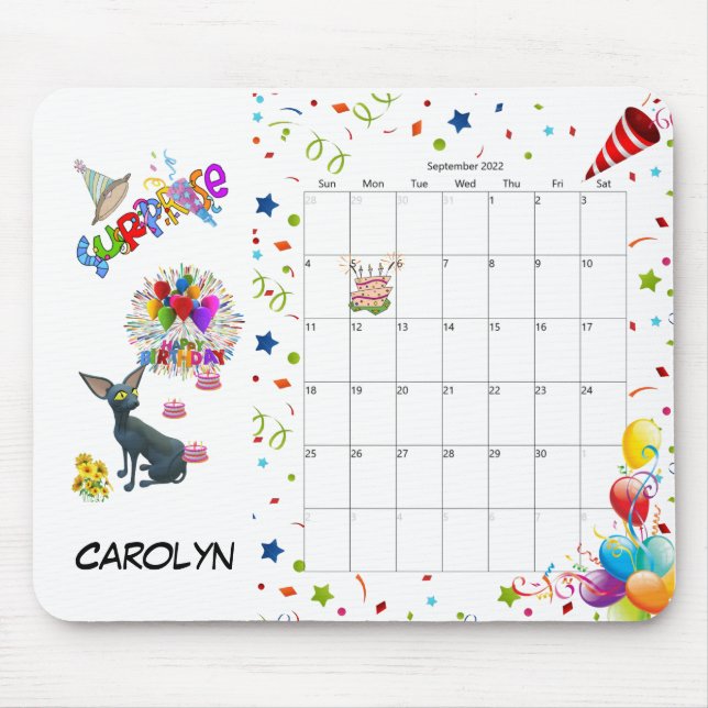 Tapis de souris Calendrier Septembre 2022 Joyeux A (Devant)