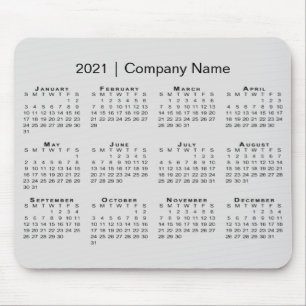 Tapis De Souris Calendrier simple 2021 avec nom de société en gris