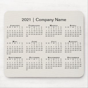 Tapis De Souris Calendrier simple 2021 avec nom de société sur b
