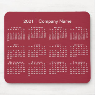 Tapis De Souris Calendrier simple 2021 avec nom d'entreprise sur B