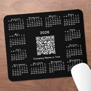 Tapis De Souris Calendrier simple 2026 Code QR d'entreprise sur fo