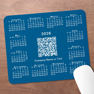 Tapis De Souris Calendrier simple 2026 Code QR Entreprise sur fond