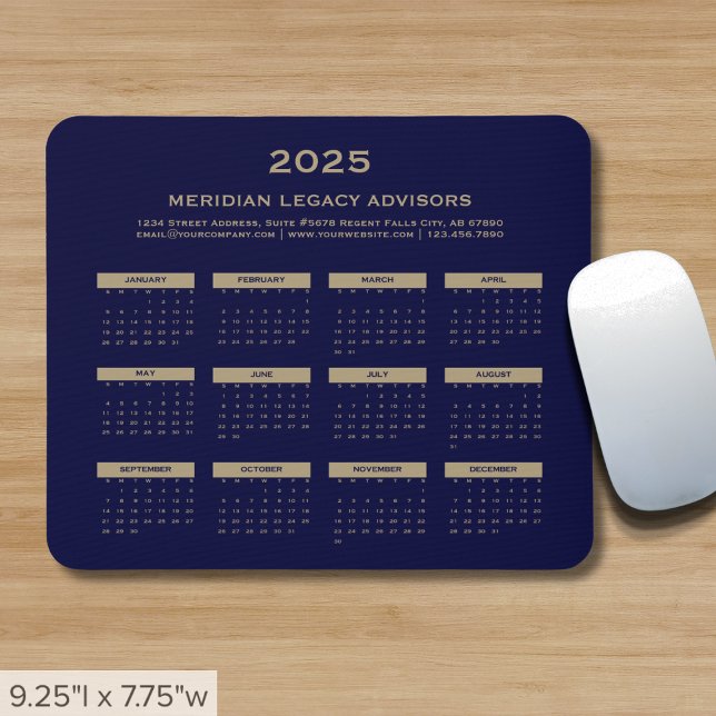 Tapis De Souris Calendrier Simple Business 2025 (Créateur téléchargé)