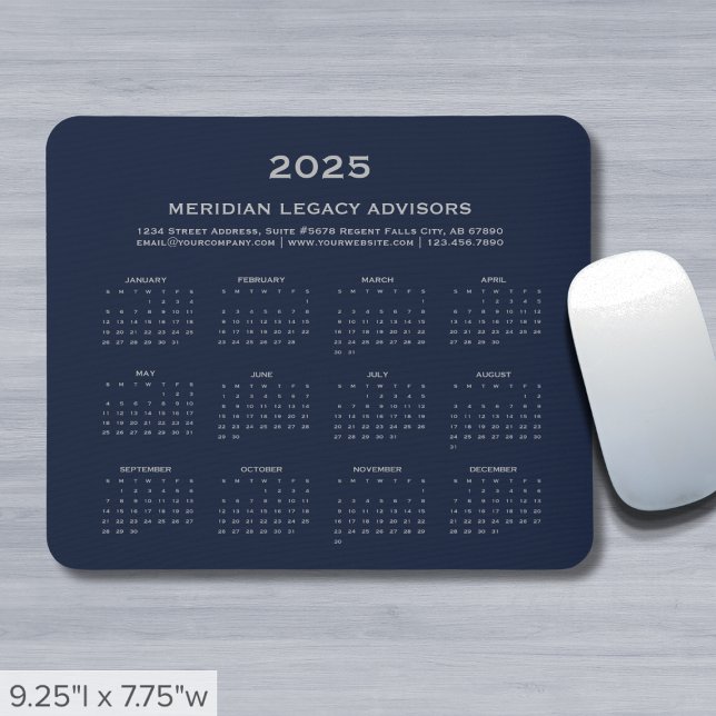 Tapis De Souris Calendrier Simple Business 2025 (Créateur téléchargé)