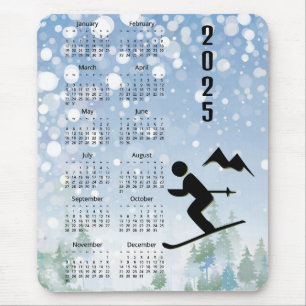 Tapis De Souris Calendrier Skiing Design 2025