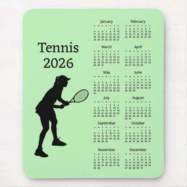Tapis de souris Calendrier Tennis 2026 (Devant)