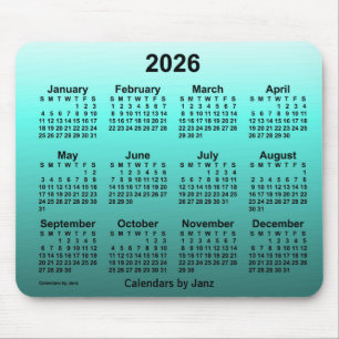 Tapis De Souris Calendrier Turquoise défraîchi 2026 par Janz Mouse