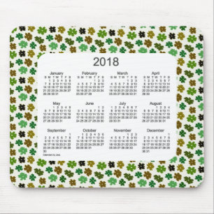 Tapis De Souris Calendrier vert de 2018 flower power par Janz