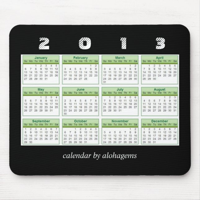 Tapis de souris Calendrier Vert Forêt Tropicale 20 (Devant)