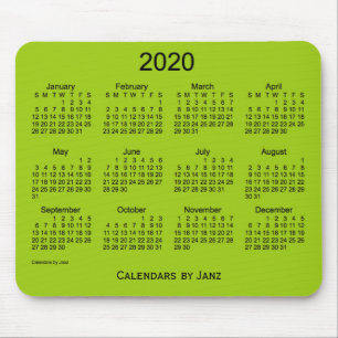 Tapis De Souris Calendrier vert jaune 2020 par Janz Mouse Pad