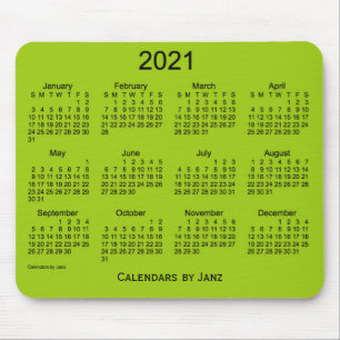 Tapis De Souris Calendrier vert jaune 2021 par Janz Mouse Pad