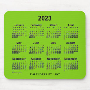 Tapis De Souris Calendrier vert jaune 2023 par Janz Mouse Pad