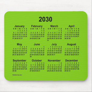 Tapis De Souris Calendrier vert jaune 2030 par Janz Mouse Pad