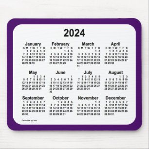 Tapis De Souris Calendrier violet et blanc 2024 par Janz Two Tone