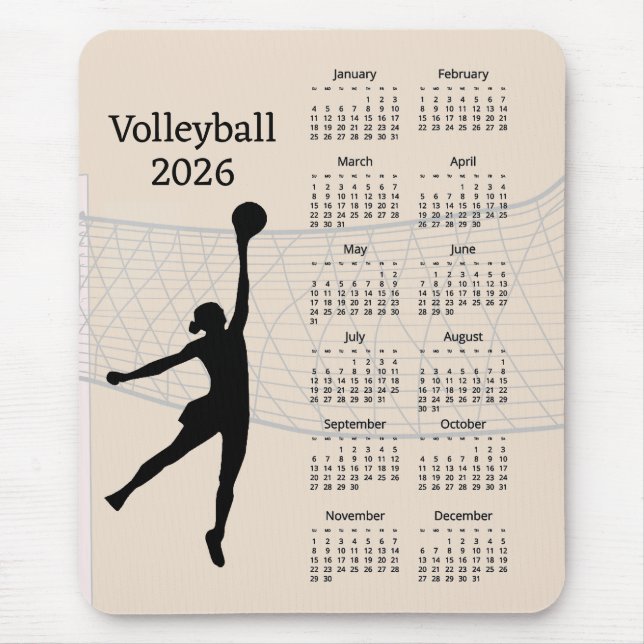 Tapis De Souris Calendrier Volleyball 2026 (Devant)
