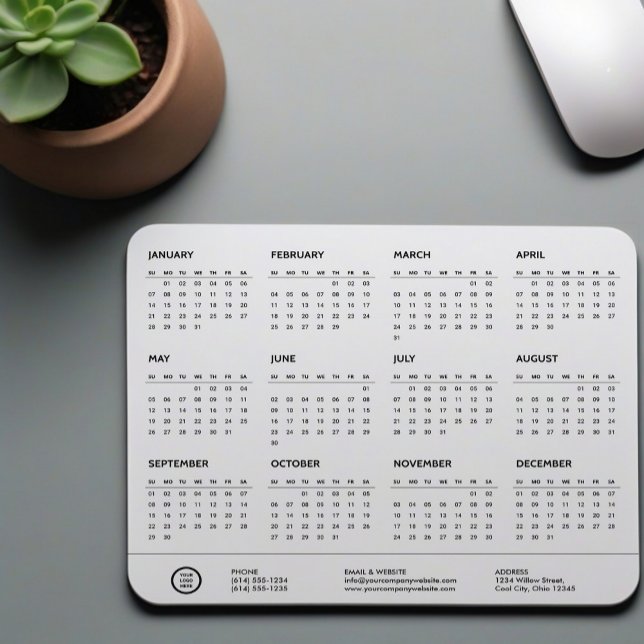 Tapis De Souris Calendrier White Customizable Company Logo Swag 20 (Desk mouspad calendar)