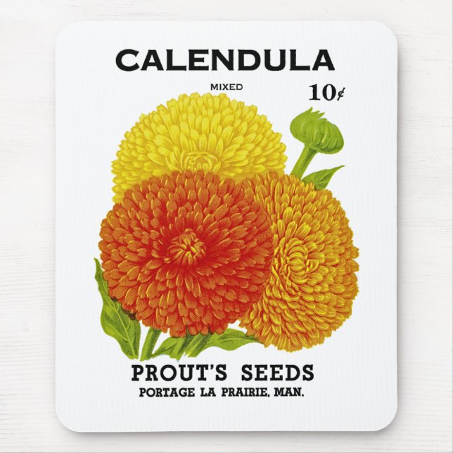 Tapis De Souris Calendula Vintage Seed Packet (Devant)