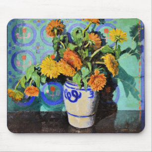 Tapis De Souris Calendulas, peinture florale par Grant Wood