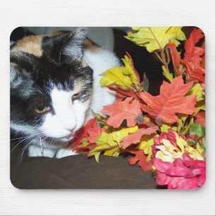Tapis De Souris Calico Cat Automne Feuilles Mousepad