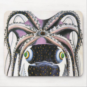 Tapis De Souris Calmar géant vintage ou poulpe, animal marin