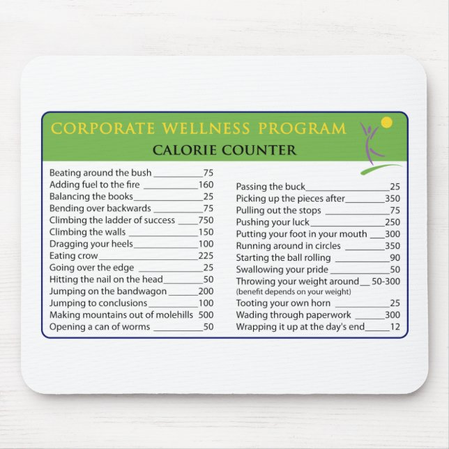 Tapis De Souris Calories de travail (Devant)