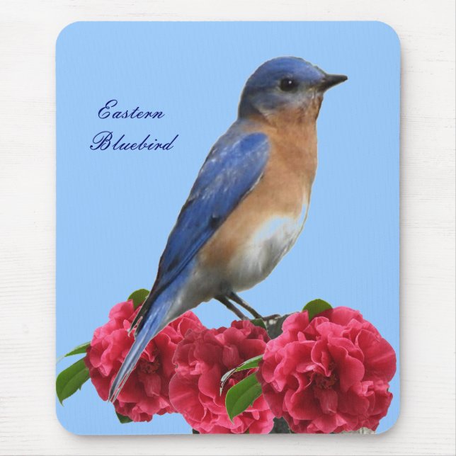 Tapis De Souris Camélia oriental Mousepad d'oiseau bleu (Devant)