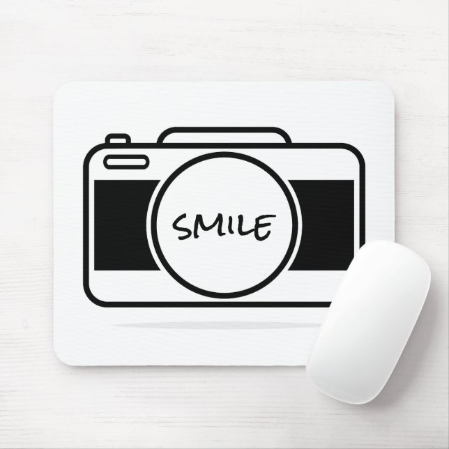 Tapis De Souris Caméra avec texte sourire (Avec souris)