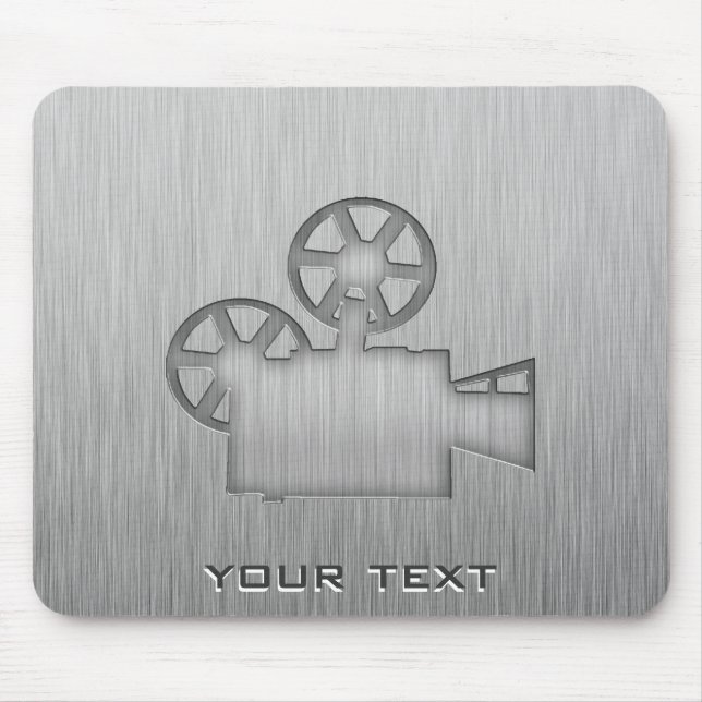 Tapis De Souris Caméra de cinéma en métal brossé (Devant)