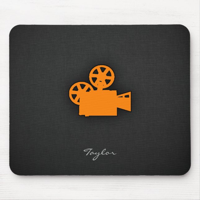 Tapis De Souris Caméra de cinéma Orange (Devant)