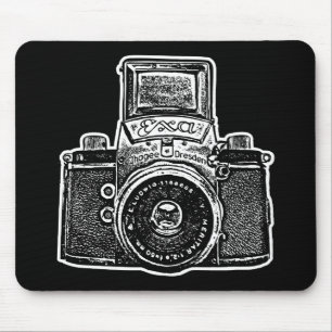 Tapis De Souris Caméra géante est-allemande - noir et blanc