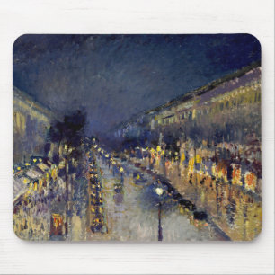 Tapis De Souris Camille Pissarro - Boulevard Montmartre at Night
