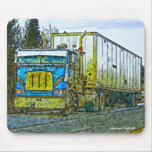 Tapis De Souris Camion bleu de cargaison - art de camion et de