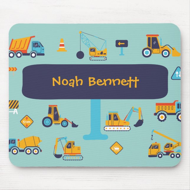 Tapis de souris camion de construction pour enfant (Devant)