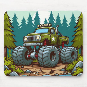 Tapis De Souris Camion Monster Vert dans la forêt