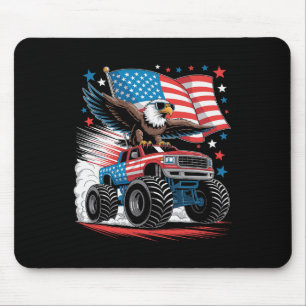 Tapis De Souris Camion Monstre Aigle Chauve Patriotique Rouge Blan