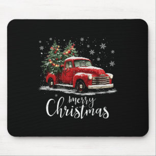Tapis De Souris Camion Rouge Ancien Arbre de Noël Joyeux Noël Drôl