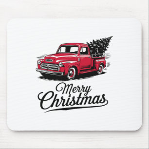 Tapis De Souris Camionnette Rouge Arbre de Noël Noël Vintage