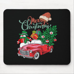 Tapis De Souris Camionnette Rouge Ramassage Sapin de Noël Joyeux N