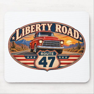Tapis De Souris Camionnette vintage Route 47 Liberty Road
