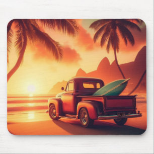Tapis De Souris camionnette vintage surf tropical/hawaïen