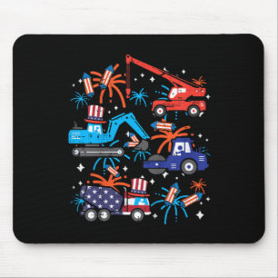 Tapis De Souris Camions de construction du 4 juillet pour enfants 