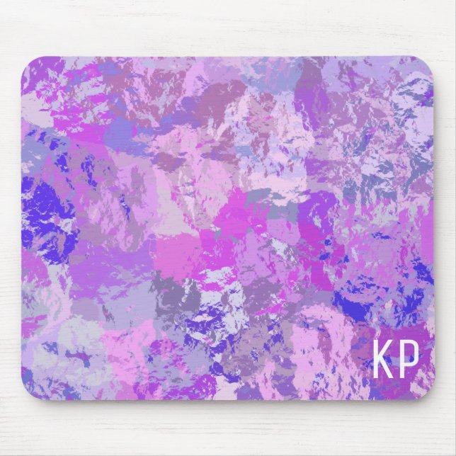 Tapis De Souris Camo Abstrait tendance rose violet bleu (Devant)