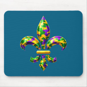 Tapis De Souris Camo fleur de lis mardi gras louisiane la nouvelle