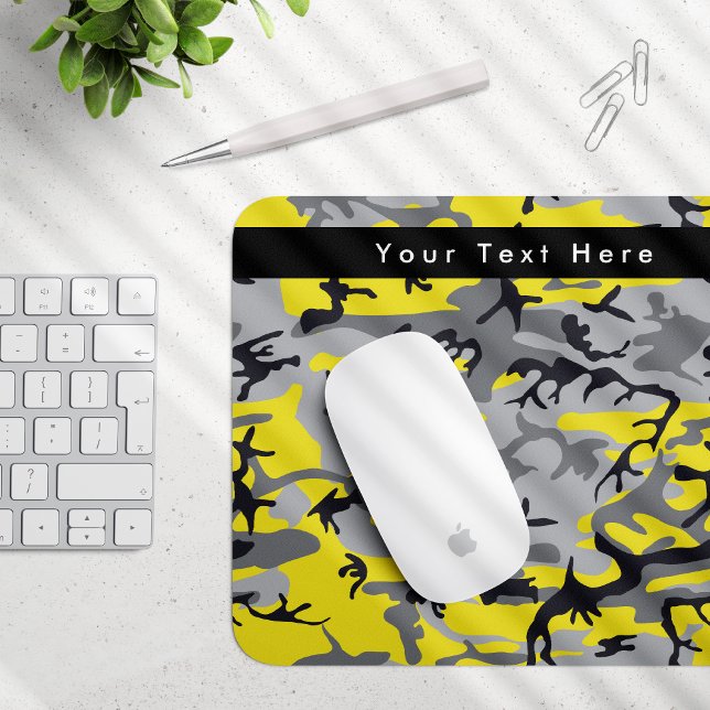 Tapis De Souris Camo jaune et gris, Camouflage, Militaire, Armée (Créateur téléchargé)