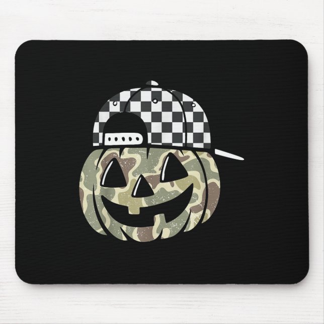 Tapis De Souris Camo Pumpkin Jack O Lantern Face Camouflage Hallow (Devant)