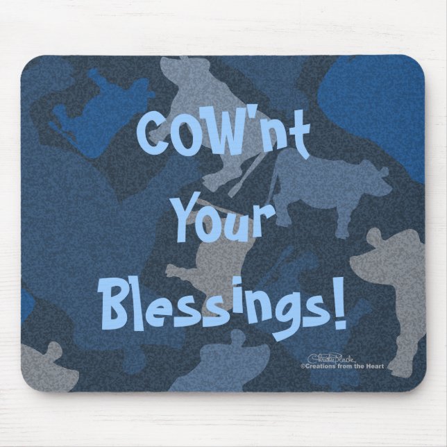 Tapis De Souris CaMOOflage Collage de vache en bleu (Devant)