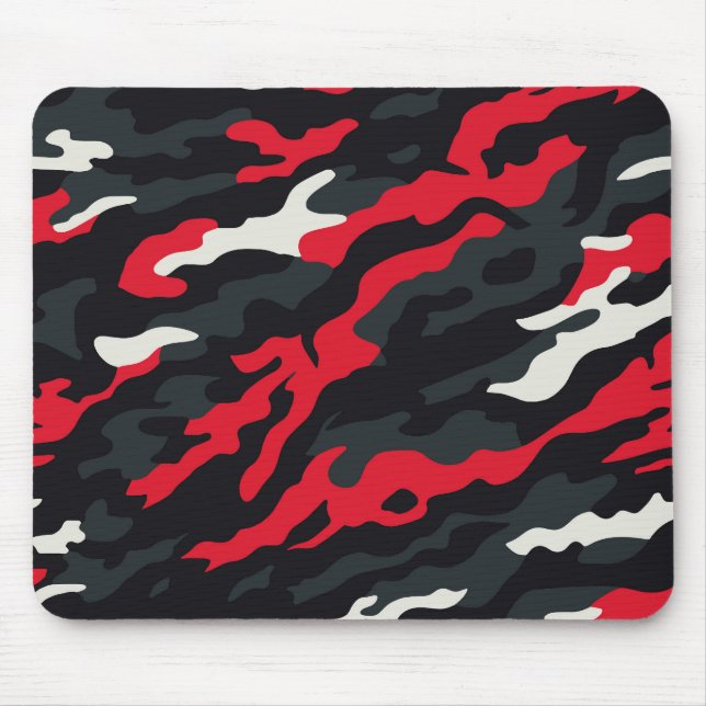 Tapis De Souris Camouflage blanc gris rouge Motif Camo (Devant)