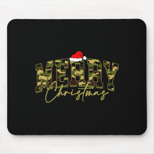 Tapis De Souris Camouflage Merry Christmas Santa Hat Xmas Pajamas  (Devant)