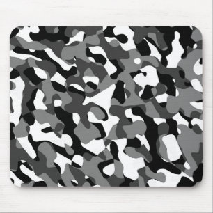 Tapis De Souris Camouflage noir et blanc Motif
